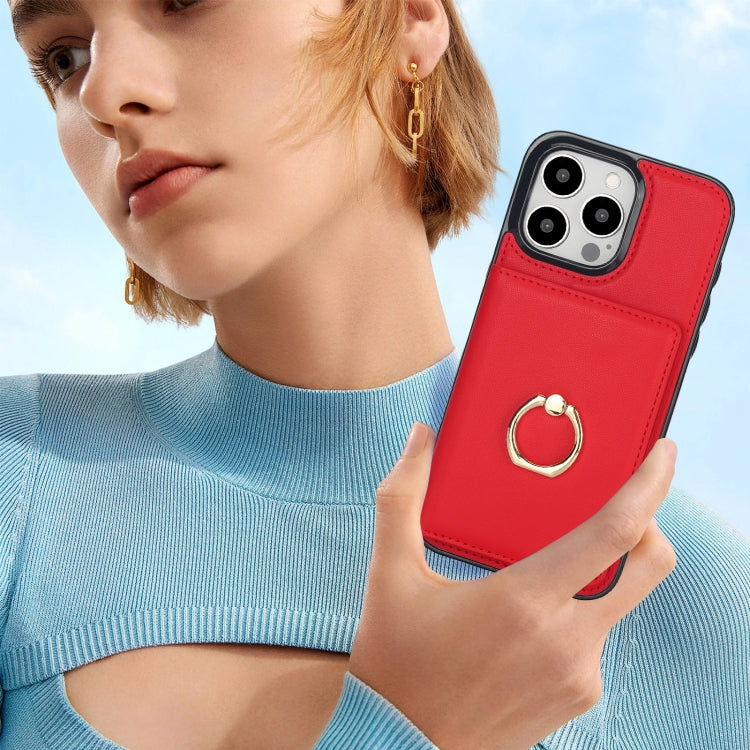 For iPhone 15 Pro Max RFID Anti-theft Card Ring Holder Phone Case(Red) - HoMEdemic™ 