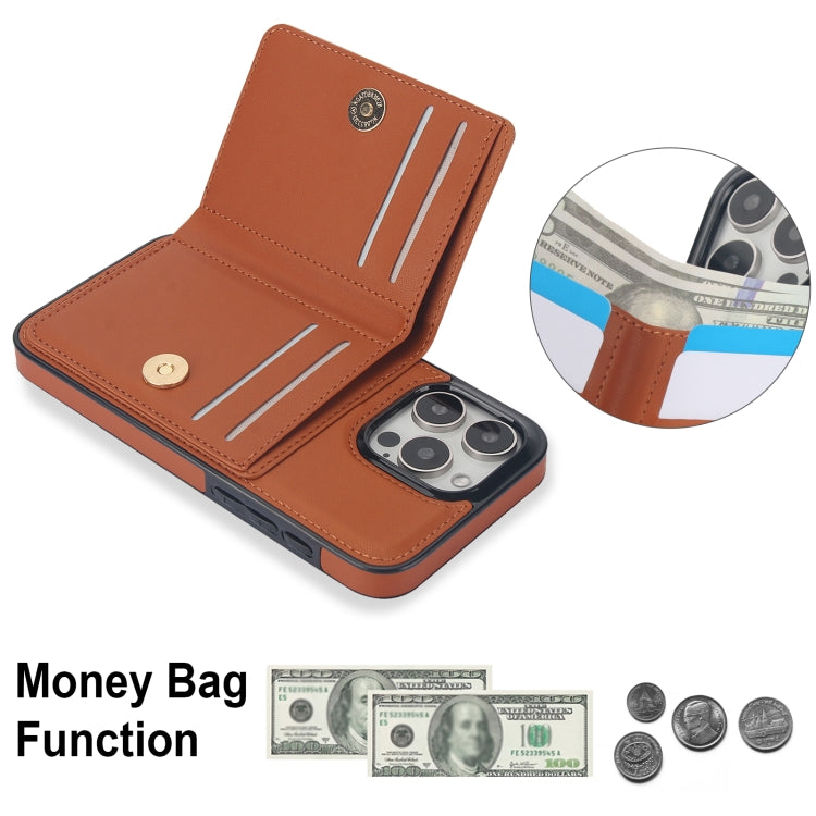 For iPhone 15 Pro RFID Anti-theft Card Ring Holder Phone Case(Brown) - HoMEdemic™ 