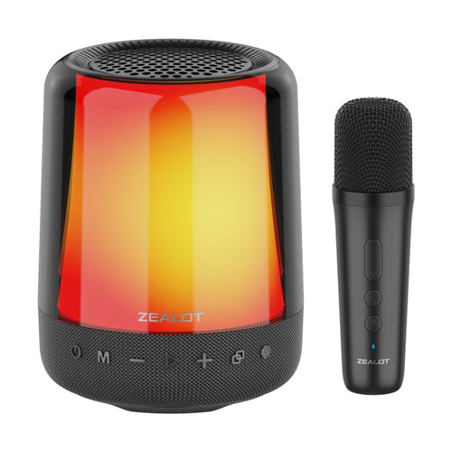 Zealot S66M RGB Rhythmic Light Karaoke Wireless Speaker, Style:Single Mic(Black) - HoMEdemic™ 