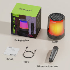 Zealot S66M RGB Rhythmic Light Karaoke Wireless Speaker, Style:Single Mic(Black) - HoMEdemic™ 