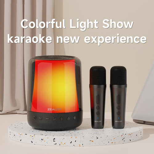 Zealot S66M RGB Rhythmic Light Karaoke Wireless Speaker, Style:Dual Mic(Black) - HoMEdemic™ 