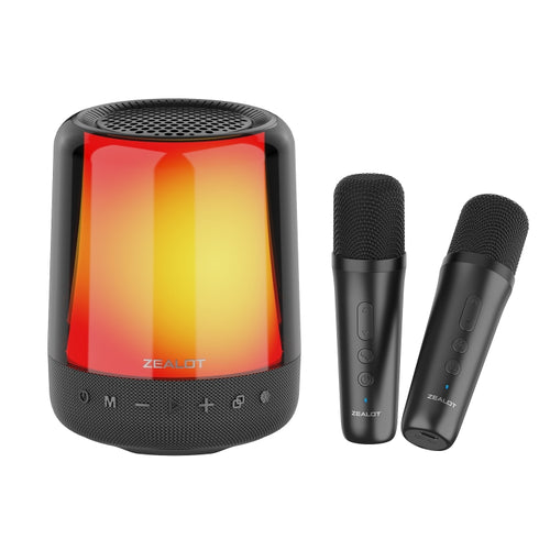 Zealot S66M RGB Rhythmic Light Karaoke Wireless Speaker, Style:Dual Mic(Black) - HoMEdemic™ 