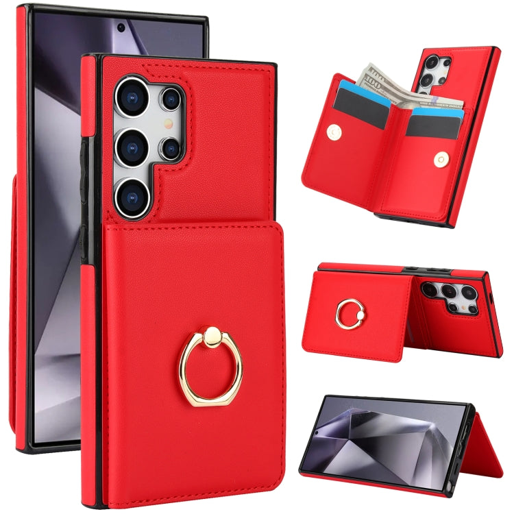 For Samsung Galaxy S24 Ultra 5G RFID Anti-theft Card Ring Holder Phone Case(Red) - HoMEdemic™ 