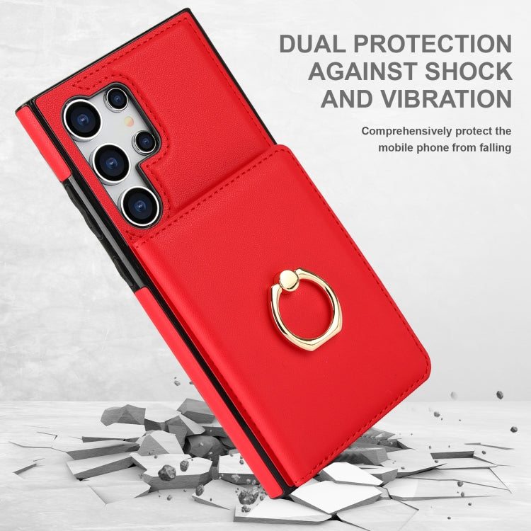 For Samsung Galaxy S24 Ultra 5G RFID Anti-theft Card Ring Holder Phone Case(Red) - HoMEdemic™ 