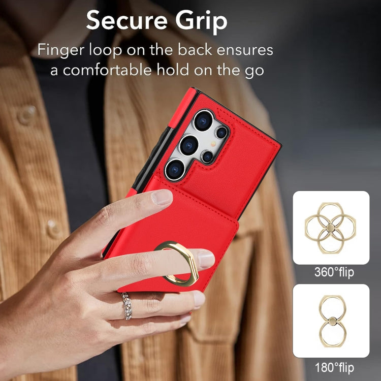 For Samsung Galaxy S24 Ultra 5G RFID Anti-theft Card Ring Holder Phone Case(Red) - HoMEdemic™ 