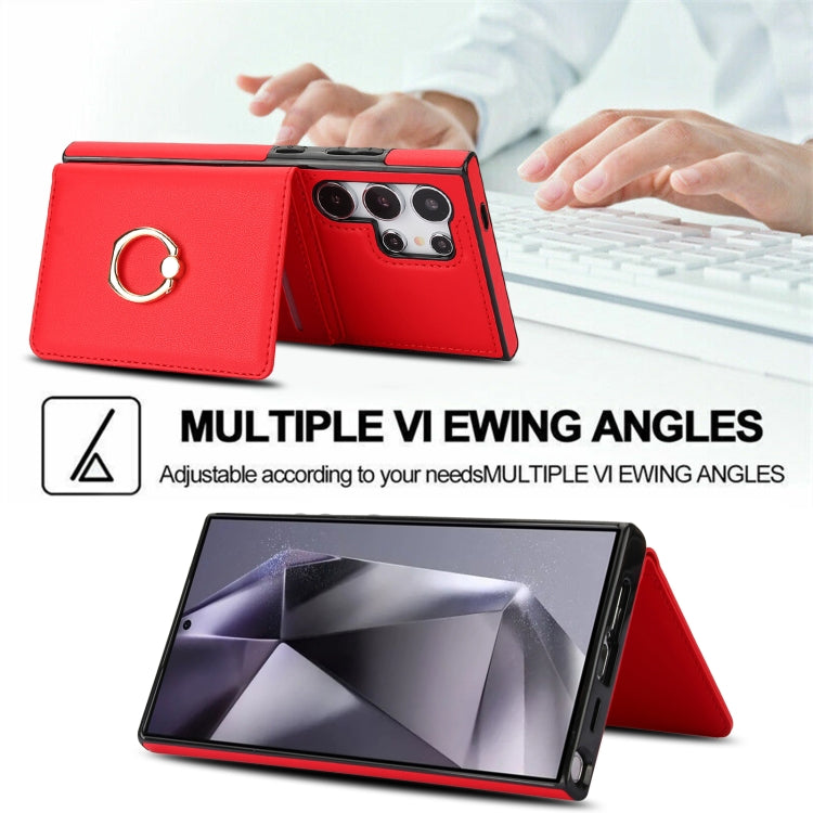For Samsung Galaxy S24 Ultra 5G RFID Anti-theft Card Ring Holder Phone Case(Red) - HoMEdemic™ 