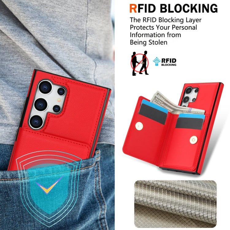 For Samsung Galaxy S24 Ultra 5G RFID Anti-theft Card Ring Holder Phone Case(Red) - HoMEdemic™ 