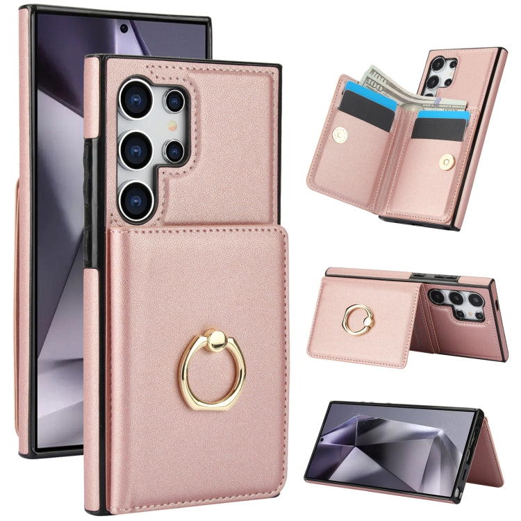 For Samsung Galaxy S24 Ultra 5G RFID Anti-theft Card Ring Holder Phone Case(Rose Gold) - HoMEdemic™ 