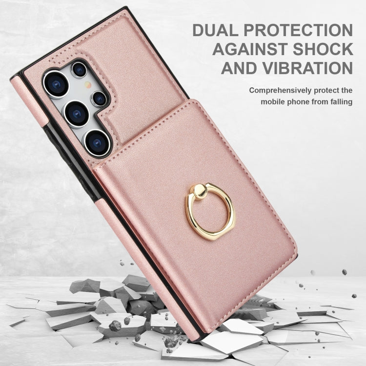 For Samsung Galaxy S24 Ultra 5G RFID Anti-theft Card Ring Holder Phone Case(Rose Gold) - HoMEdemic™ 