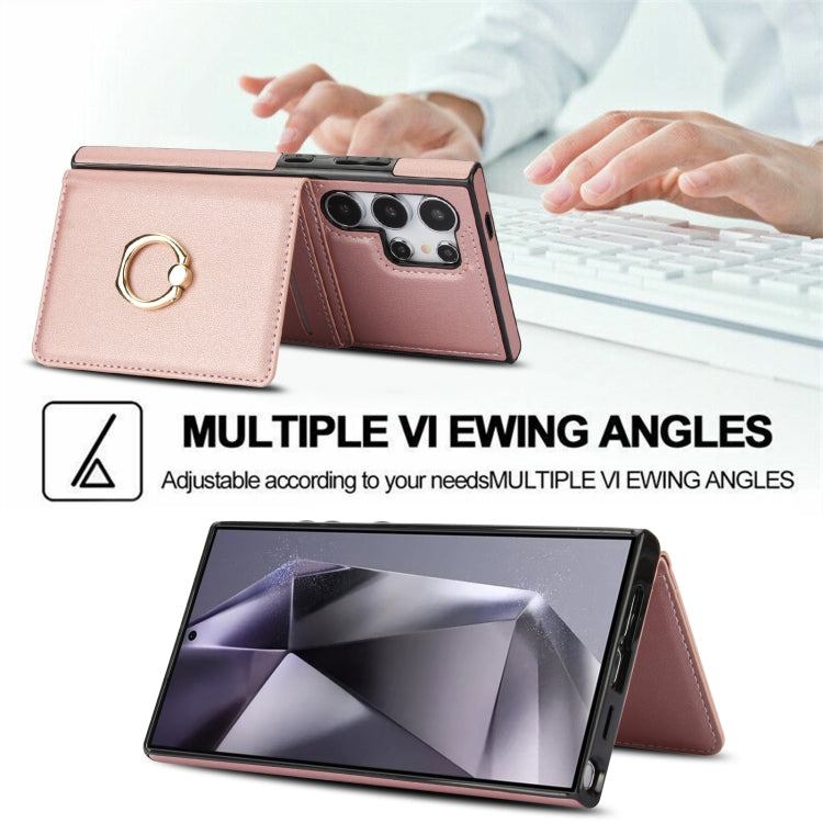 For Samsung Galaxy S24 Ultra 5G RFID Anti-theft Card Ring Holder Phone Case(Rose Gold) - HoMEdemic™ 