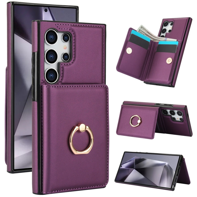 For Samsung Galaxy S24 Ultra 5G RFID Anti-theft Card Ring Holder Phone Case(Dark Purple) - HoMEdemic™ 