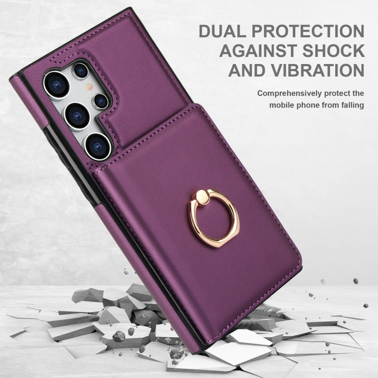 For Samsung Galaxy S24 Ultra 5G RFID Anti-theft Card Ring Holder Phone Case(Dark Purple) - HoMEdemic™ 