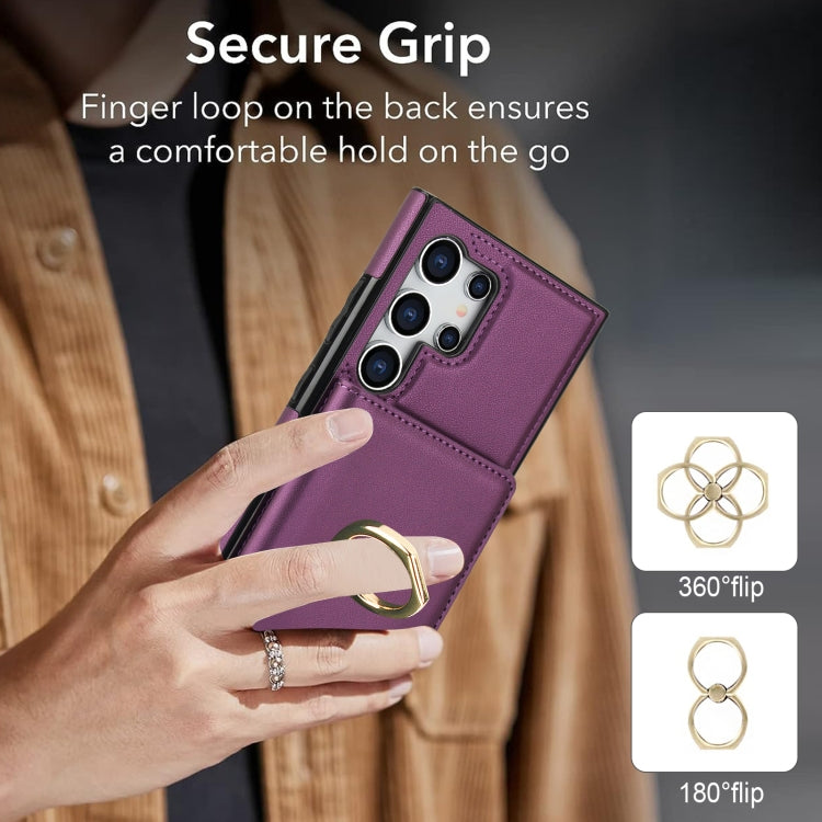 For Samsung Galaxy S24 Ultra 5G RFID Anti-theft Card Ring Holder Phone Case(Dark Purple) - HoMEdemic™ 