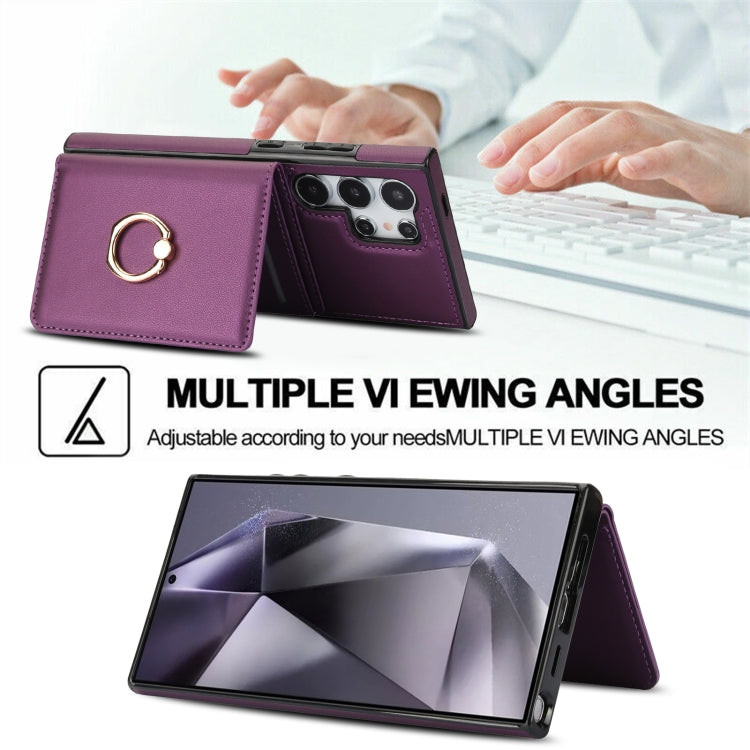For Samsung Galaxy S24 Ultra 5G RFID Anti-theft Card Ring Holder Phone Case(Dark Purple) - HoMEdemic™ 