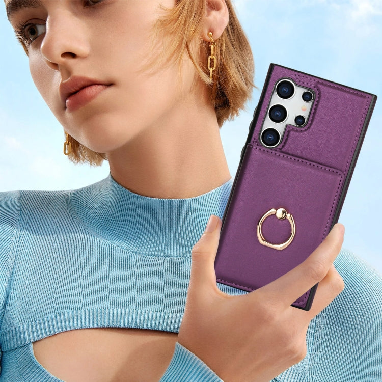 For Samsung Galaxy S24 Ultra 5G RFID Anti-theft Card Ring Holder Phone Case(Dark Purple) - HoMEdemic™ 