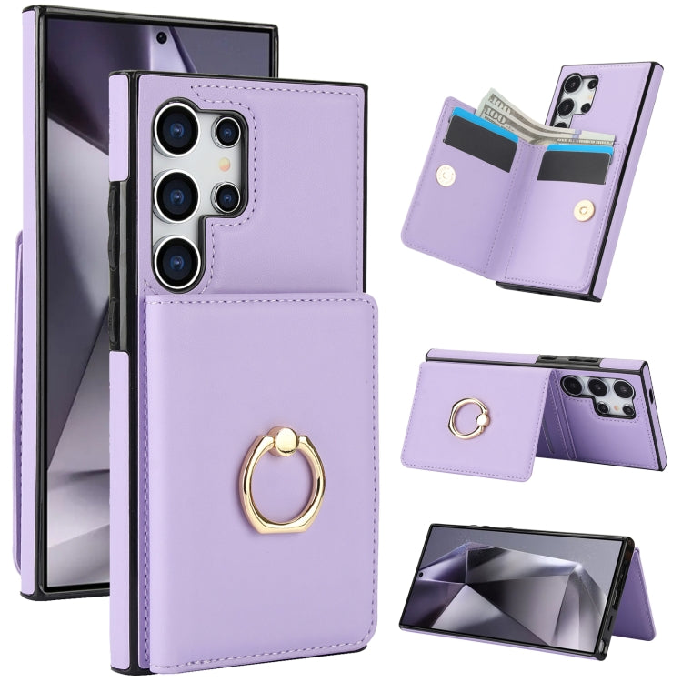 For Samsung Galaxy S24 Ultra 5G RFID Anti-theft Card Ring Holder Phone Case(Purple) - HoMEdemic™ 
