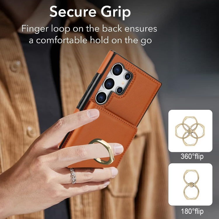 For Samsung Galaxy S24 Ultra 5G RFID Anti-theft Card Ring Holder Phone Case(Brown) - HoMEdemic™ 