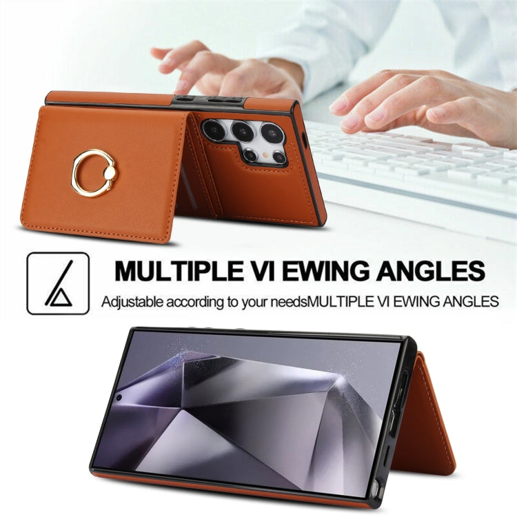 For Samsung Galaxy S24 Ultra 5G RFID Anti-theft Card Ring Holder Phone Case(Brown) - HoMEdemic™ 