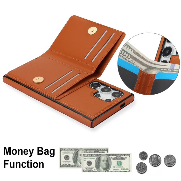 For Samsung Galaxy S24 Ultra 5G RFID Anti-theft Card Ring Holder Phone Case(Brown) - HoMEdemic™ 