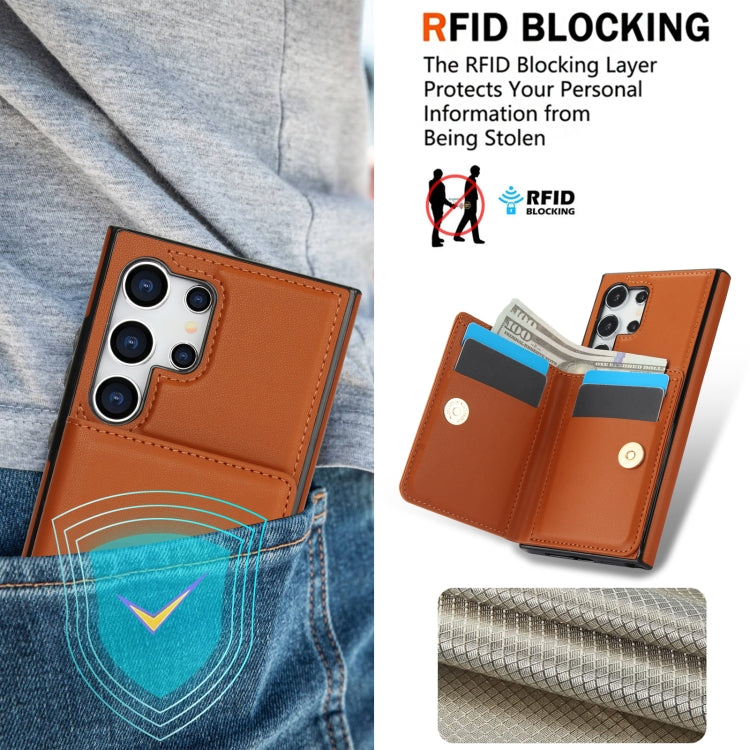For Samsung Galaxy S24 Ultra 5G RFID Anti-theft Card Ring Holder Phone Case(Brown) - HoMEdemic™ 