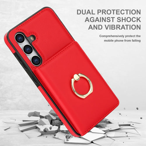 For Samsung Galaxy S24 5G RFID Anti-theft Card Ring Holder Phone Case(Red) - HoMEdemic™ 