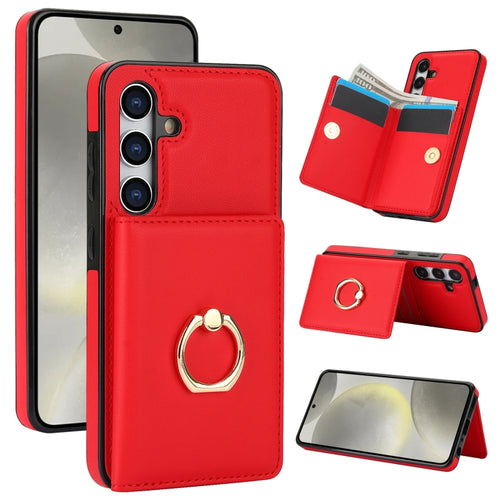 For Samsung Galaxy S24 5G RFID Anti-theft Card Ring Holder Phone Case(Red) - HoMEdemic™ 