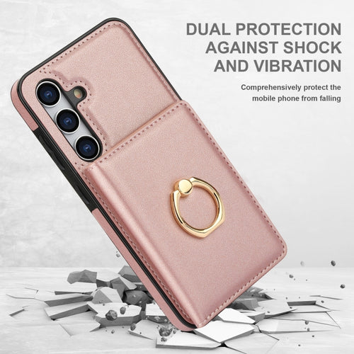 For Samsung Galaxy S24 5G RFID Anti-theft Card Ring Holder Phone Case(Rose Gold) - HoMEdemic™ 