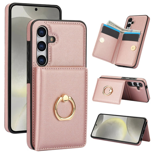 For Samsung Galaxy S24 5G RFID Anti-theft Card Ring Holder Phone Case(Rose Gold) - HoMEdemic™ 