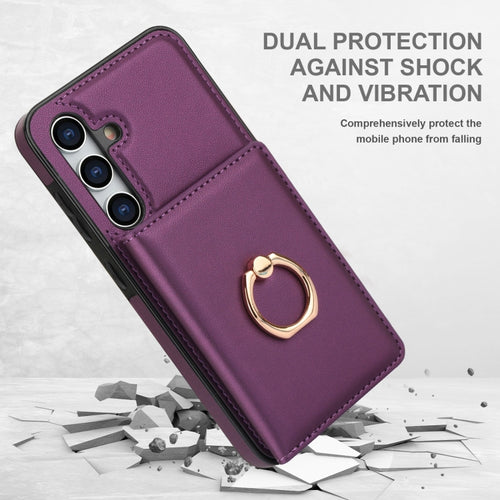 For Samsung Galaxy S24 5G RFID Anti-theft Card Ring Holder Phone Case(Dark Purple) - HoMEdemic™ 