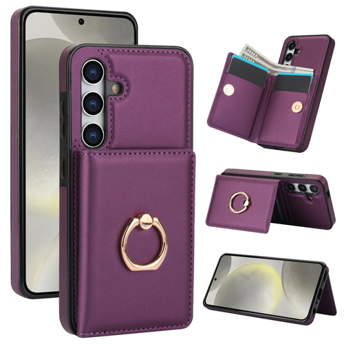 For Samsung Galaxy S24 5G RFID Anti-theft Card Ring Holder Phone Case(Dark Purple) - HoMEdemic™ 