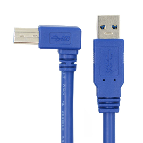 USB 3.0 A Male to B Male 90 Degree Connector Cable for Printer / Hard Disk, Length: 1m(Blue) - HoMEdemic™ 