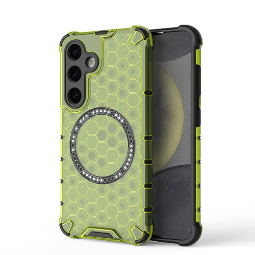 For Samsung Galaxy S24 5G Honeycomb Magnetic Ring Shockproof Phone Case(Green) - HoMEdemic™ 