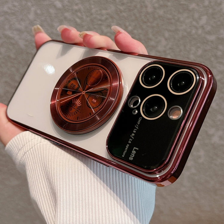 For iPhone 15 Pro Electroplated Large Window Bracket PC Phone Case(Red) - HoMEdemic™ 