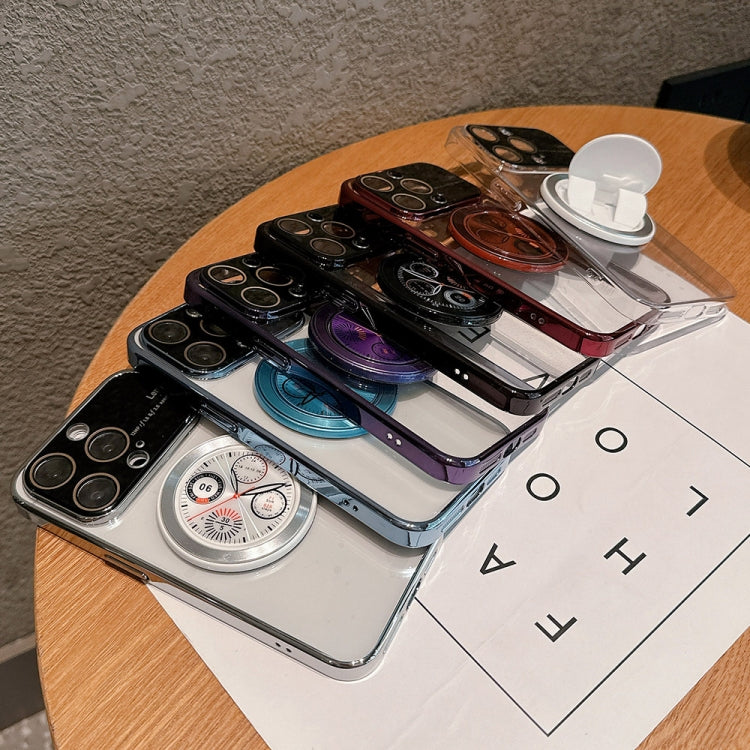 For iPhone 15 Pro Max Electroplated Large Window Bracket PC Phone Case(Silver) - HoMEdemic™ 