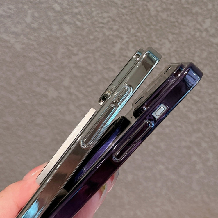 For iPhone 15 Pro Max Electroplated Large Window Bracket PC Phone Case(Transparent) - HoMEdemic™ 