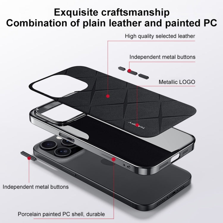 For iPhone 15 Pro Max Plain Leather PC Phone Case(White) - HoMEdemic™ 