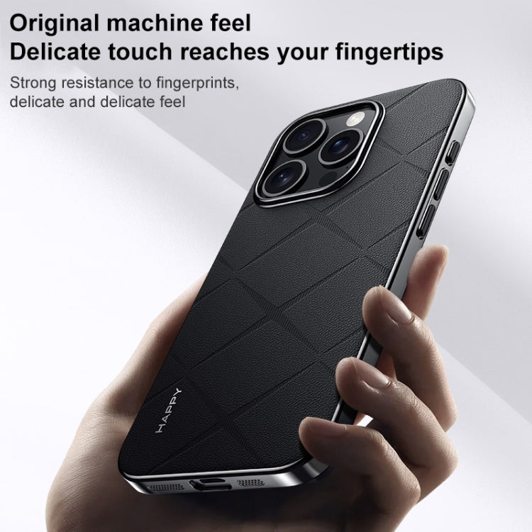 For iPhone 15 Pro Max Plain Leather PC Phone Case(White) - HoMEdemic™ 