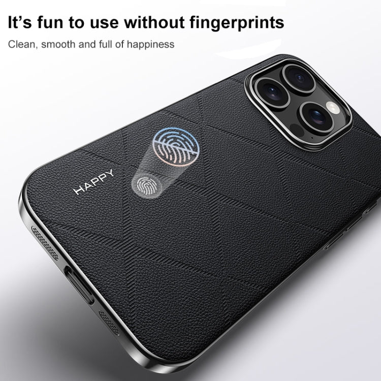 For iPhone 15 Pro Plain Leather PC Phone Case(Black) - HoMEdemic™ 