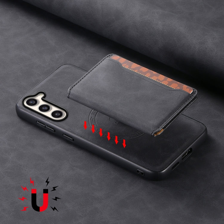 For Samsung Galaxy S23+ 5G Denior D13 Retro Texture Leather MagSafe Card Bag Phone Case(Black) - HoMEdemic™ 