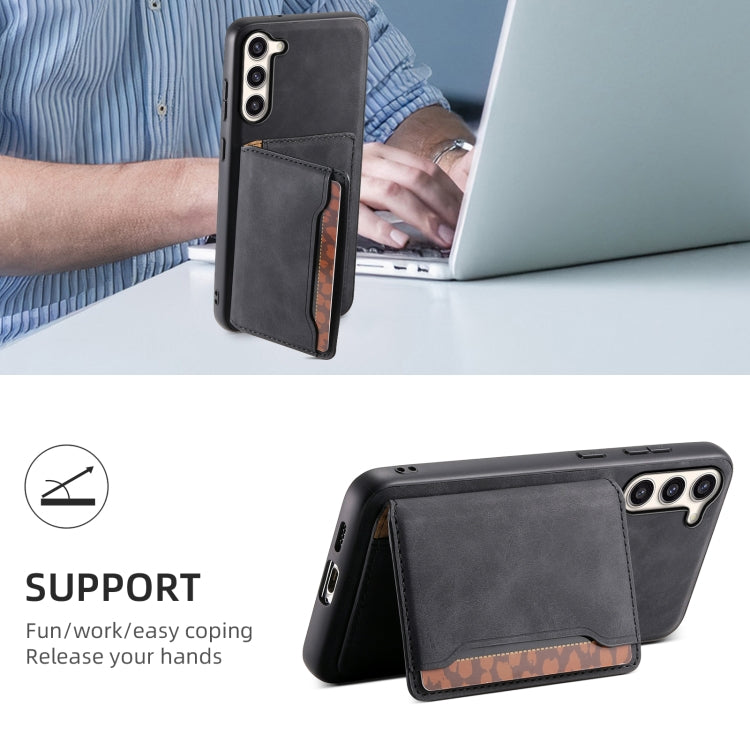 For Samsung Galaxy S23+ 5G Denior D13 Retro Texture Leather MagSafe Card Bag Phone Case(Black) - HoMEdemic™ 