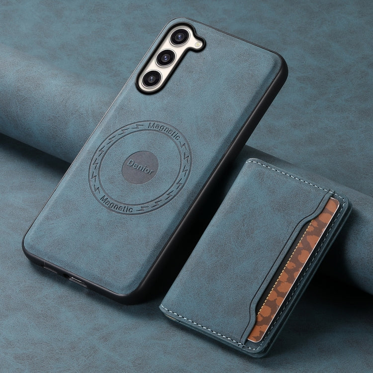 For Samsung Galaxy S23+ 5G Denior D13 Retro Texture Leather MagSafe Card Bag Phone Case(Blue) - HoMEdemic™ 