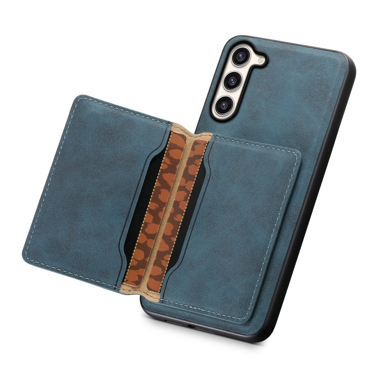 For Samsung Galaxy S23+ 5G Denior D13 Retro Texture Leather MagSafe Card Bag Phone Case(Blue) - HoMEdemic™ 