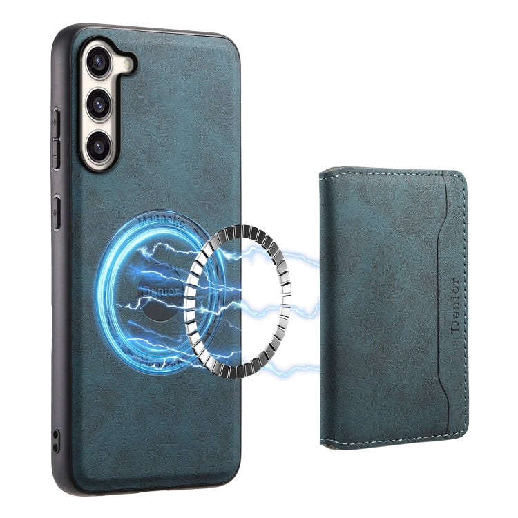 For Samsung Galaxy S23+ 5G Denior D13 Retro Texture Leather MagSafe Card Bag Phone Case(Blue) - HoMEdemic™ 