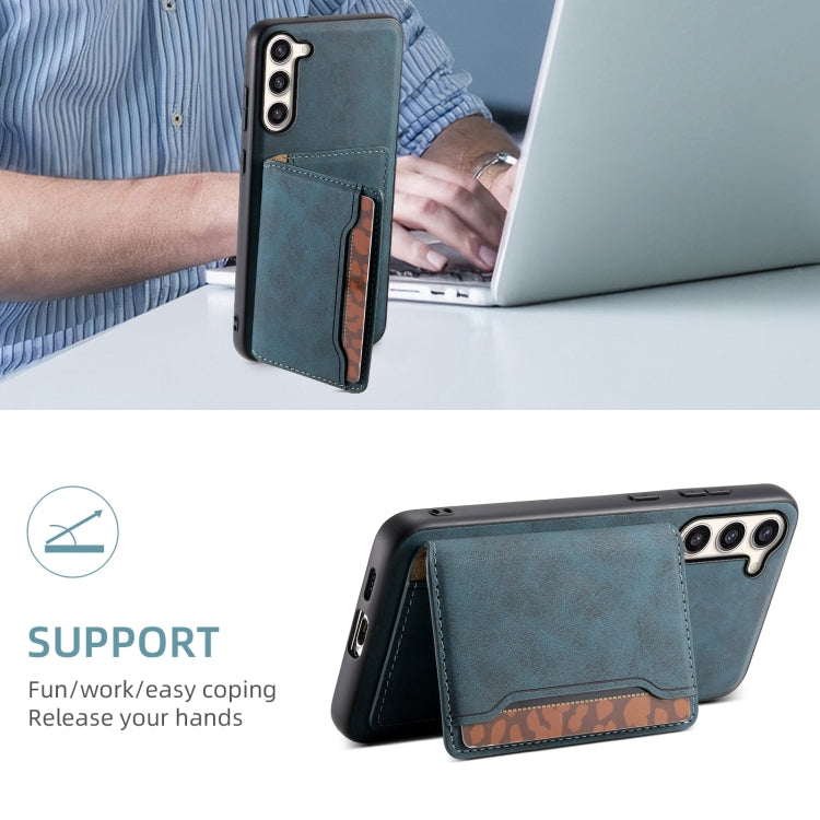 For Samsung Galaxy S23+ 5G Denior D13 Retro Texture Leather MagSafe Card Bag Phone Case(Blue) - HoMEdemic™ 