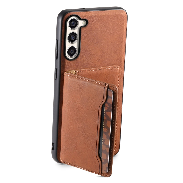 For Samsung Galaxy S23+ 5G Denior D13 Retro Texture Leather MagSafe Card Bag Phone Case(Brown) - HoMEdemic™ 