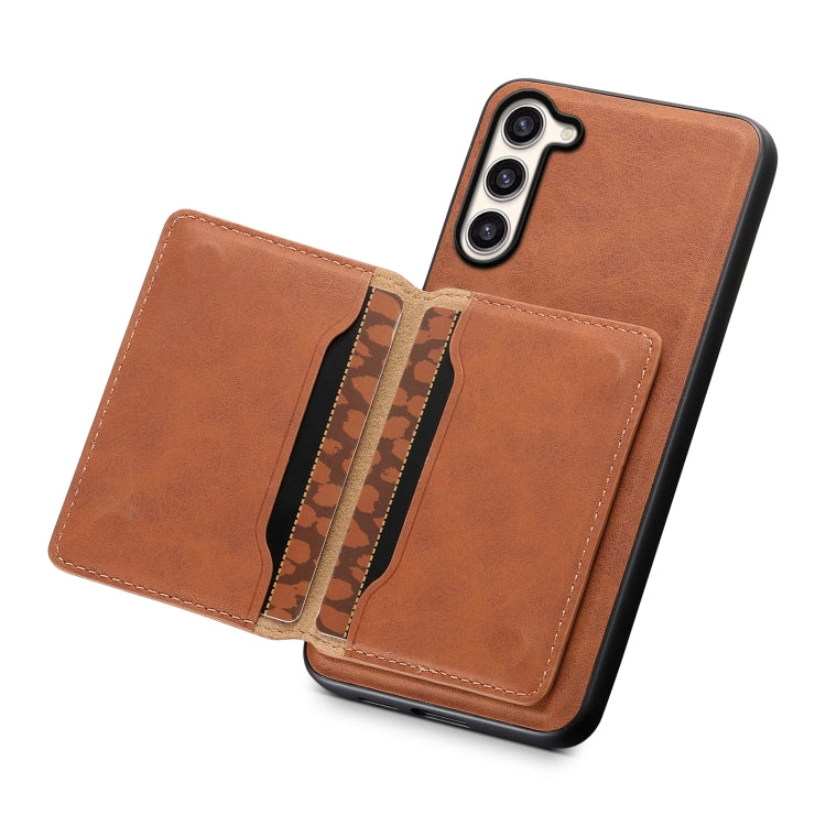 For Samsung Galaxy S23+ 5G Denior D13 Retro Texture Leather MagSafe Card Bag Phone Case(Brown) - HoMEdemic™ 