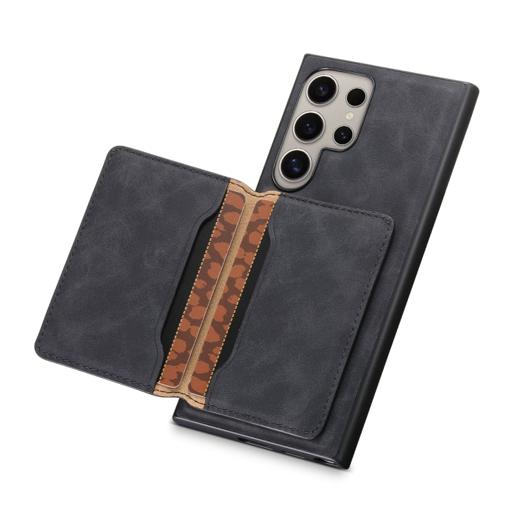 For Samsung Galaxy S24 Ultra 5G Denior D13 Retro Texture Leather MagSafe Card Bag Phone Case(Black) - HoMEdemic™ 