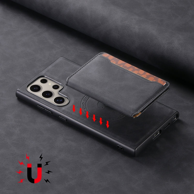For Samsung Galaxy S24 Ultra 5G Denior D13 Retro Texture Leather MagSafe Card Bag Phone Case(Black) - HoMEdemic™ 