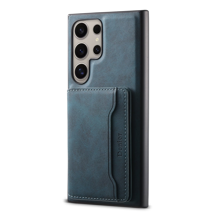 For Samsung Galaxy S24 Ultra 5G Denior D13 Retro Texture Leather MagSafe Card Bag Phone Case(Blue) - HoMEdemic™ 