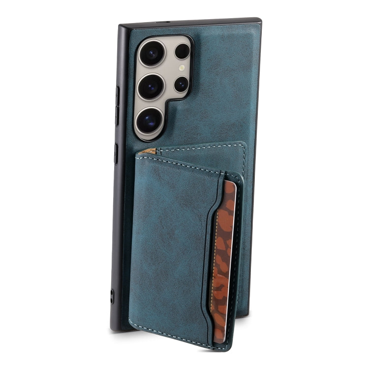 For Samsung Galaxy S24 Ultra 5G Denior D13 Retro Texture Leather MagSafe Card Bag Phone Case(Blue) - HoMEdemic™ 